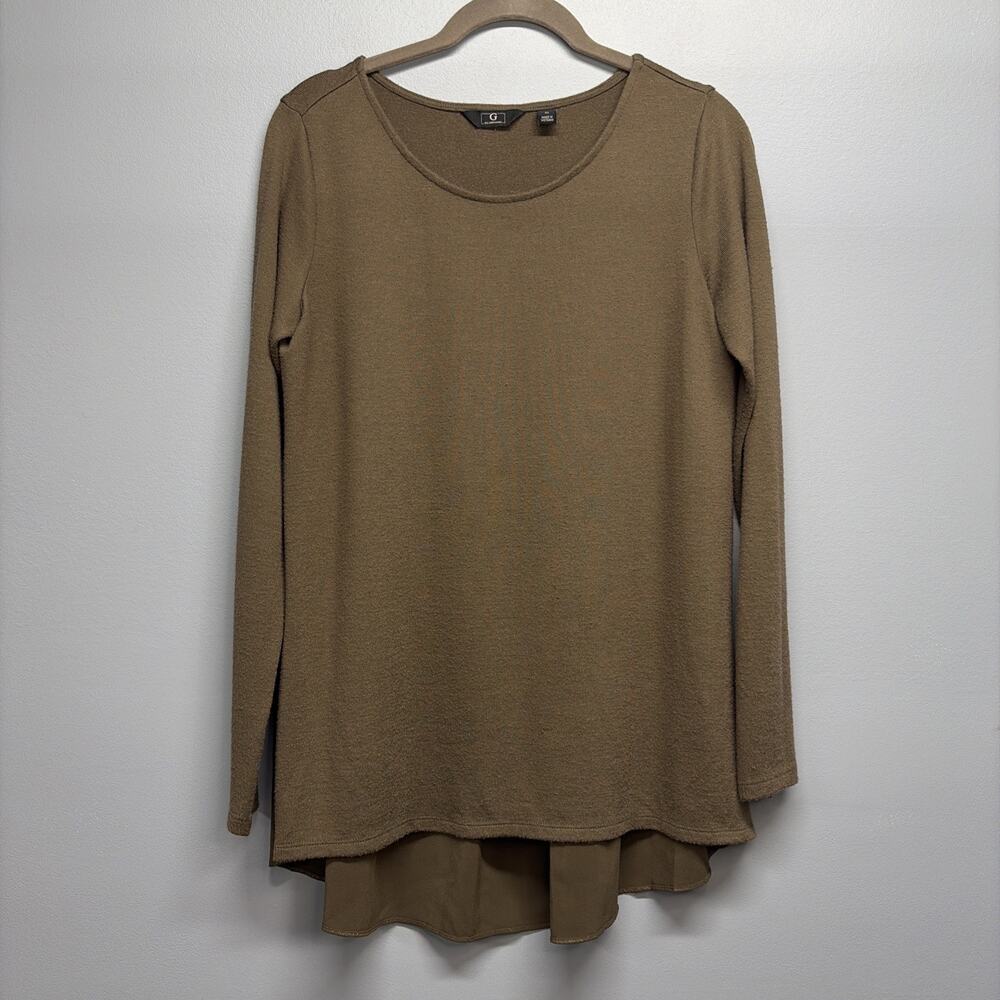 G By Giullana - Women’s Dressy Bronze Shiny XS - Back Pleats Long-Sleeve Top